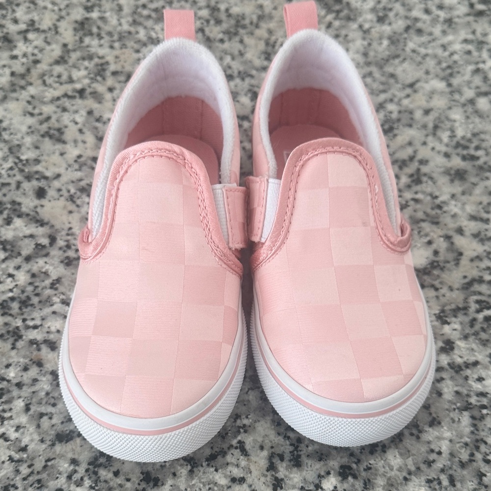 Vans Kids Pink Checkered Slip-On Sneakers